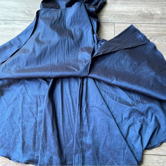 Bellissima Metallic Blue One Shoulder Maxi Prom Dress - Picture 10 of 16